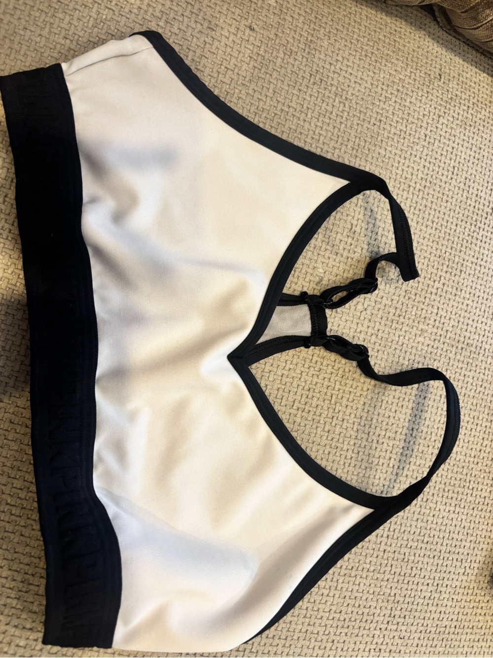 PINK Victoria's Secret White Sports Bralette with Black Trim